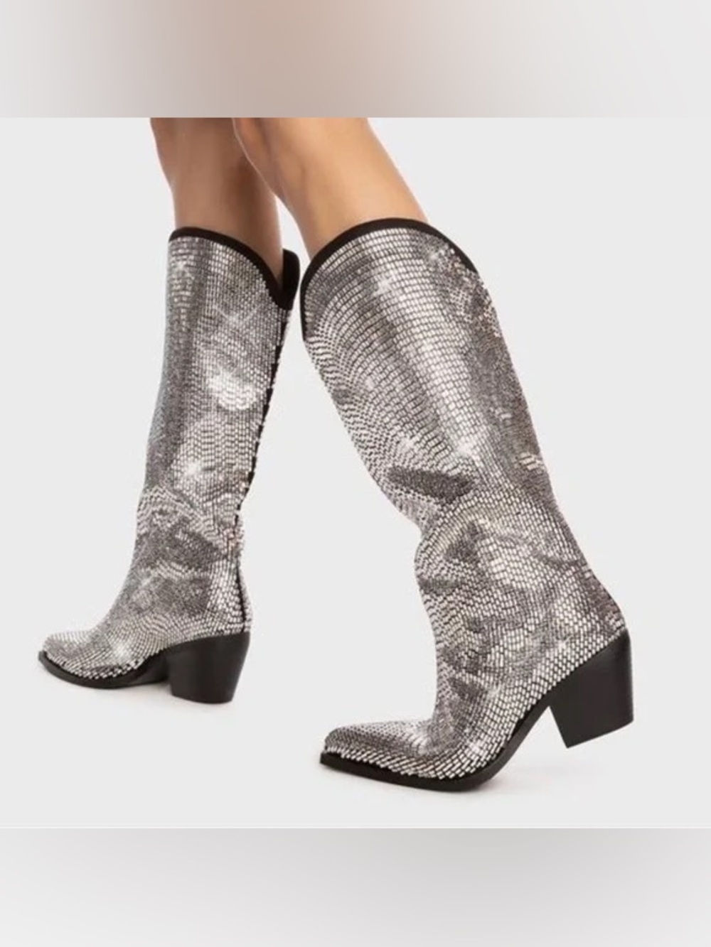 Azalea Wang Ingrid Crystal Cowboy Boots Pointed Toe Bling Dolls Kill Western